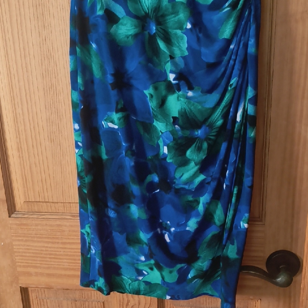 Lauren Ralph Lauren Blue and Green Floral Midi Dress - Picture 5 of 8
